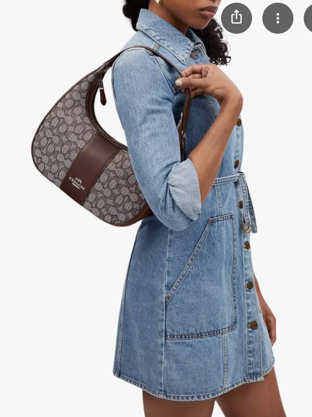 Coach Brown Signature Jacquard Carmen Shoulder Bag